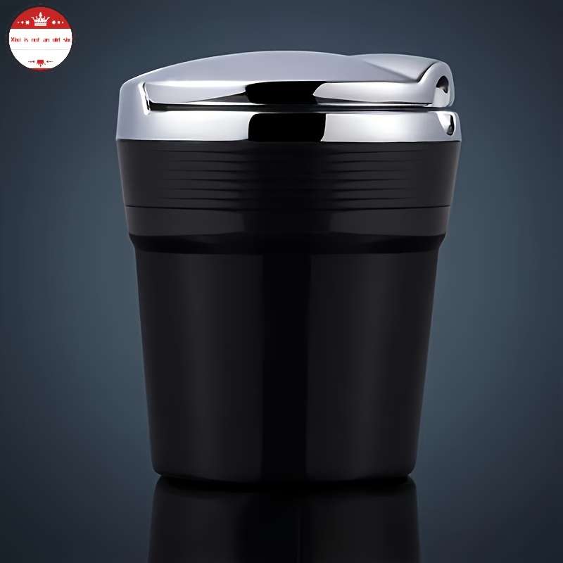1pc Multifunctional Car Ashtray with Lid Metal + ABS Plastic Can Automatically Pop Open to Sea