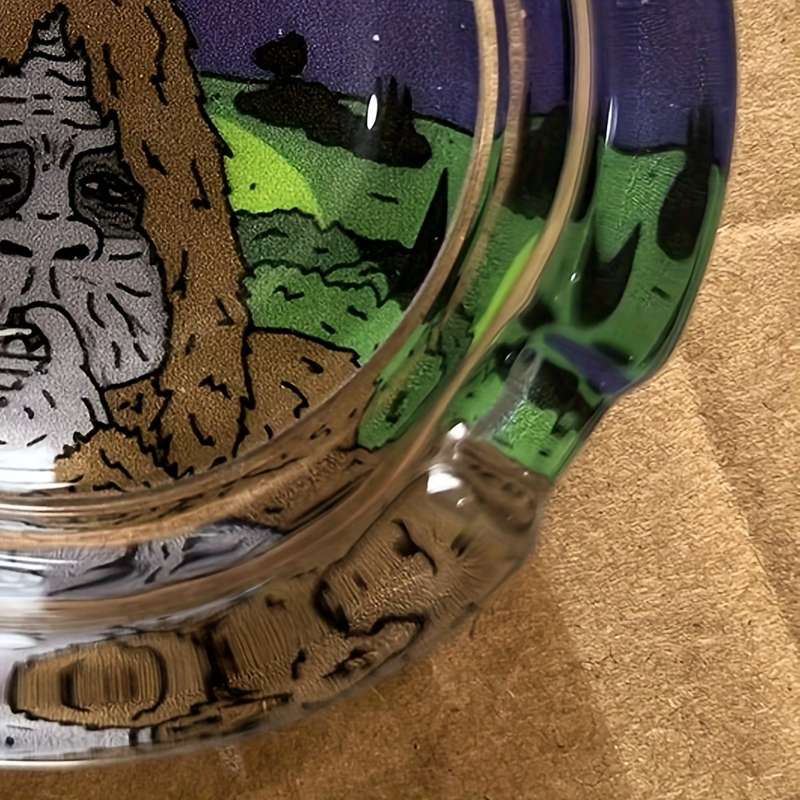 1pc Cartoon Monkey Glass Ashtray Round Decorative No Electricity Needed Ideal for Home Of