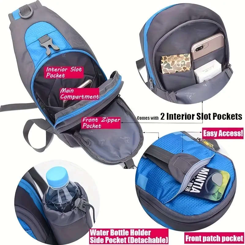 1pc Athletic Canvas Crossbody Chest Bag Versatile Unisex Sling Backpack with Multiple Compartments