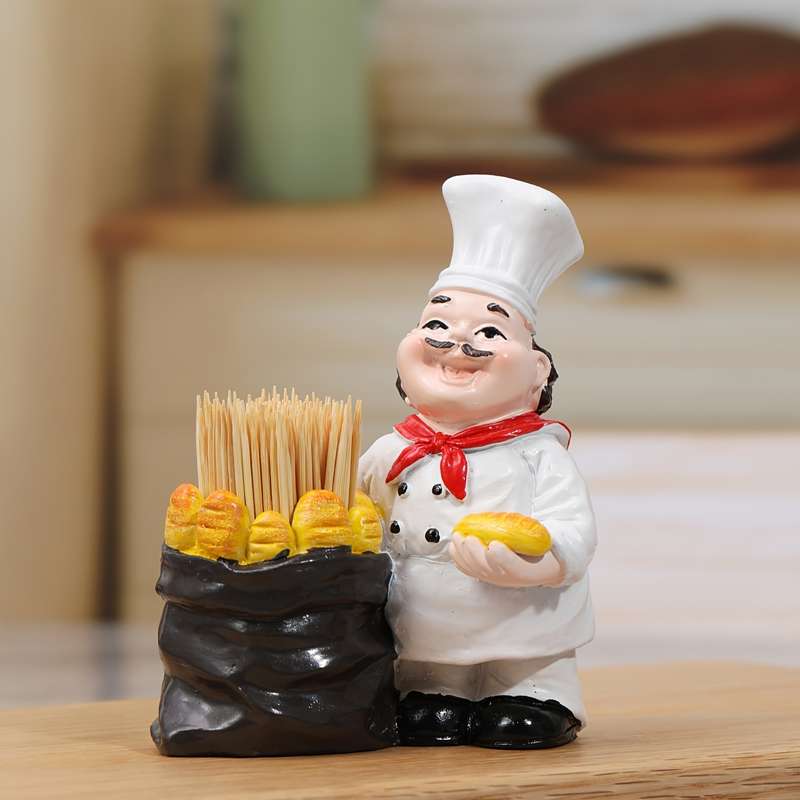 1pc Chef-Inspired Resin Toothpick Holder Countertop Bread Design for Kitchen Dining Decor