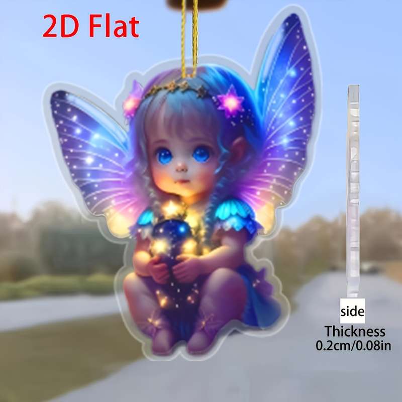 1pc 2D Flat   Classic One Piece Purple Fairy Angel Pendant Acrylic  with Star Embelli