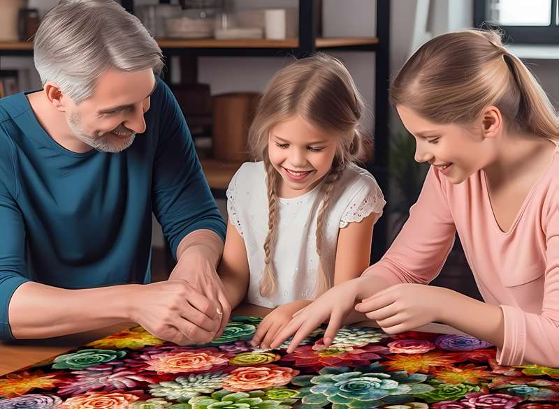 1000pcs Succulent Plants Jigsaw Puzzle for Adults Vibrant Colorful Family Puzzle T