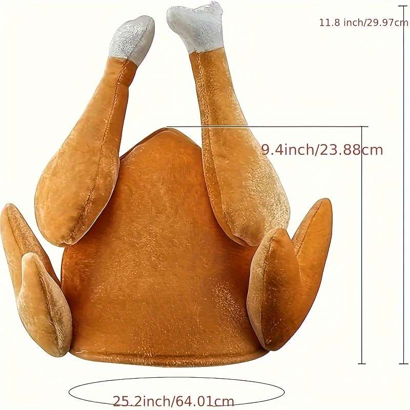 1pc Funky Turkey Leg Chef Hat for Thanksgiving Christmas Polyester Perfect for Holiday Parties
