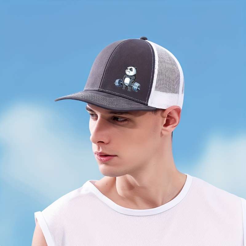 1pc Panda-Themed Breathable Polyester Baseball Cap Adjustable Snapback with Knitted Craftsmanship