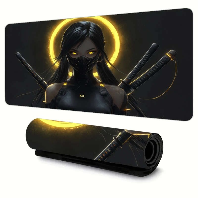 1pc 40x90cm Ninja Moonlight Themed Mouse Pad Waterproof Non-Slip Washable Desk Mat