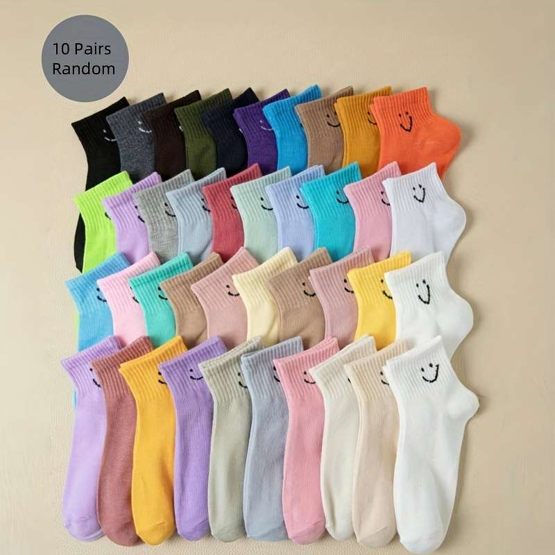 Sock Mixed Colors Random 10 Pairs  One Size