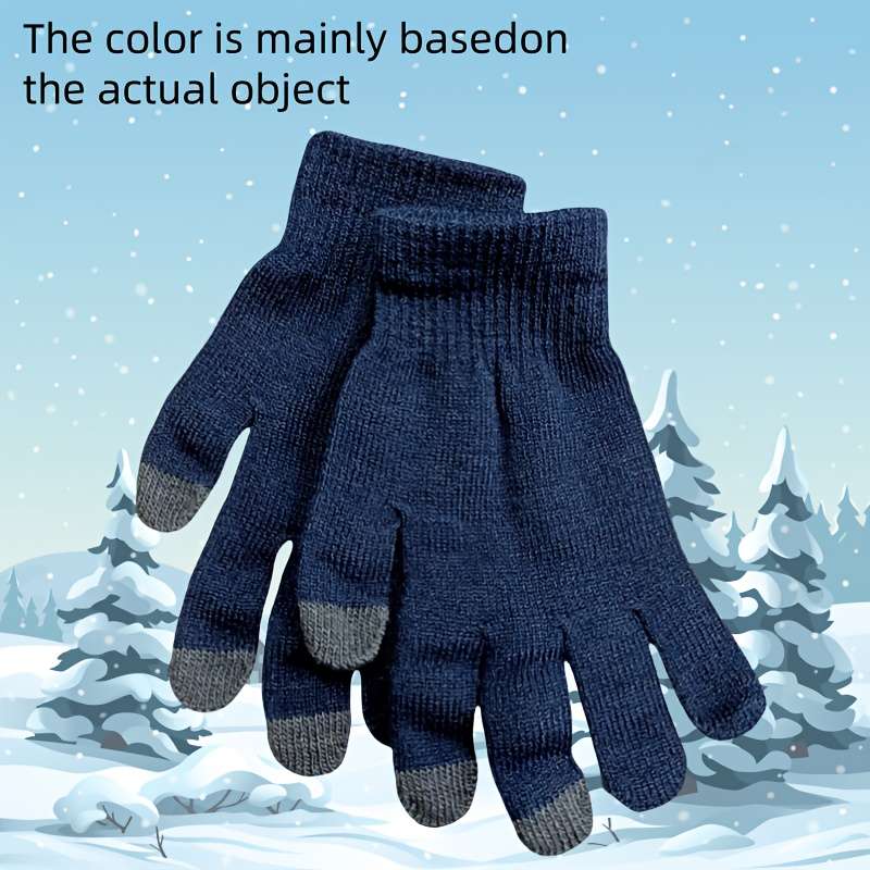 1 Pair Grey Warm Gloves