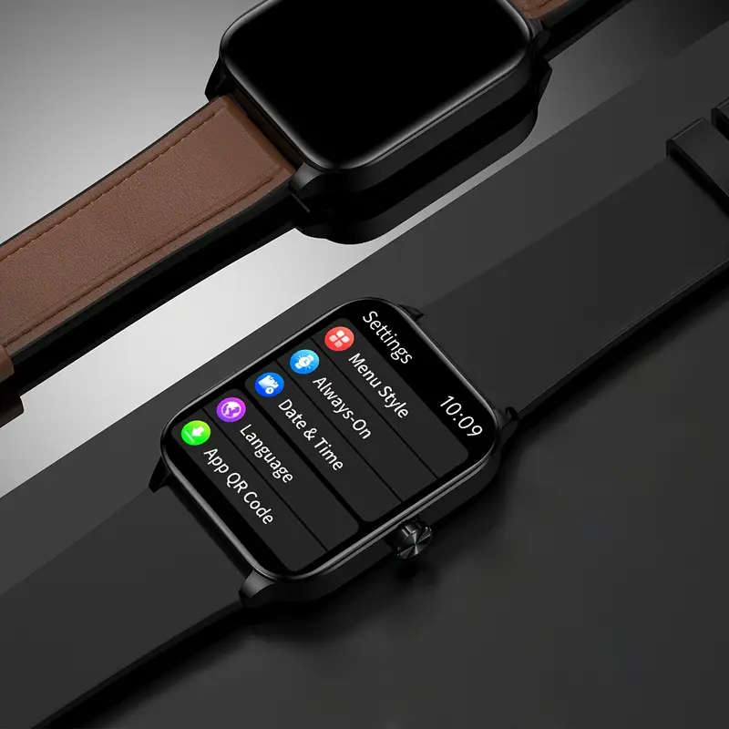Men'S Smart Watch 4.7cm HD Full Touch Screen USB Rechargeable Silicone Strap Sports Style Pedometer