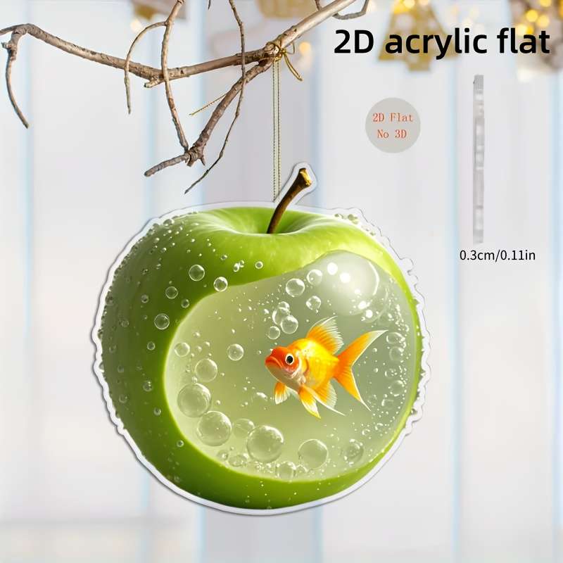1pc 2D Flat   Art Apple and Goldfish Pendant Fashionable Fruit Hanging Decoration Suitable