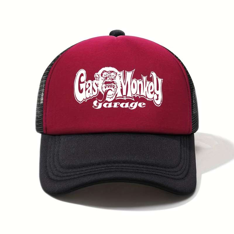 1pc Gas Monkey Garage Printed Half Mesh Baseball Cap Lightweight Sun Hat for Men Women Ret