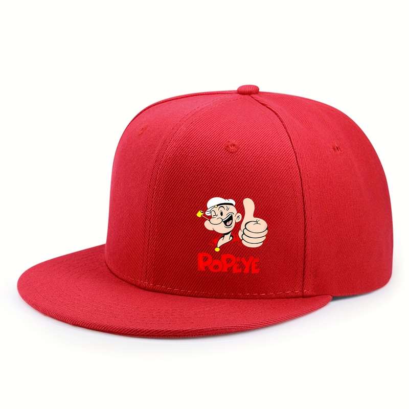 1pc Hip-Hop Baseball Cap with Popeye Cartoon Print Adjustable Breathable Polyester Sun Hat f