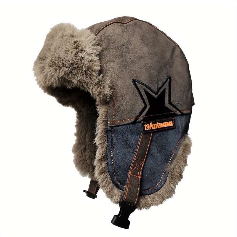 1pc Unisex Retro Geometric Pattern Suede Velvet Winter Beanie Thickened Insulation Windproof Ear