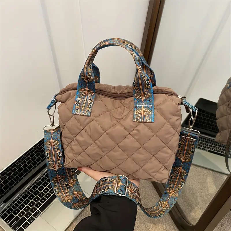 1pc Stylish Quilted Nylon Crossbody And Shoulder Bag for Girls Durable Casual