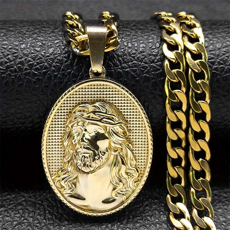 1 Piece Golden Jesus Theme Pendant