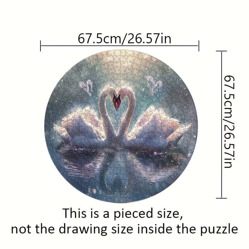 1000pcs Romantic Swans Puzzle 66.04x66.04cm White Card Multicolor Stress-Relievi