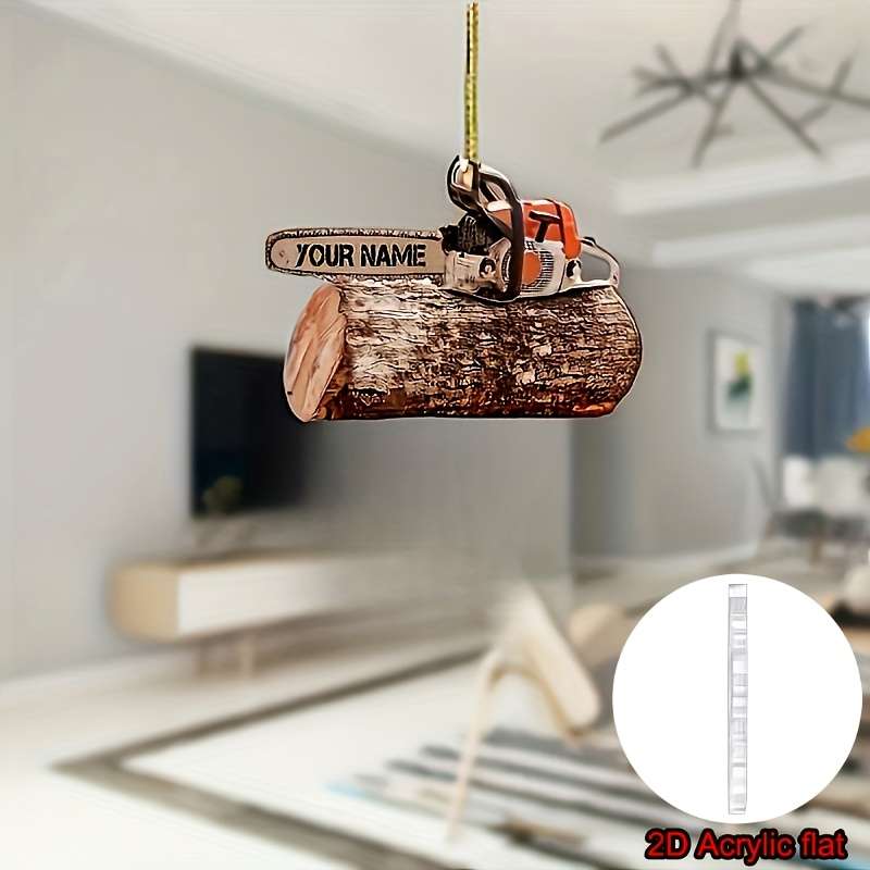1pc 2D Flat  Car ornaments Bold Design Acrylic Chainsaw Ornament- Car Rearview Mirror Hanging