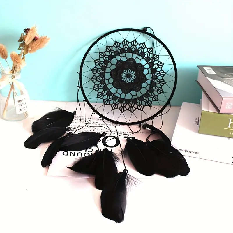 1pc Contemporary Dream Catcher Wall Hanging Metal Fairy Tale Themed Decor with Artificial Feathers N