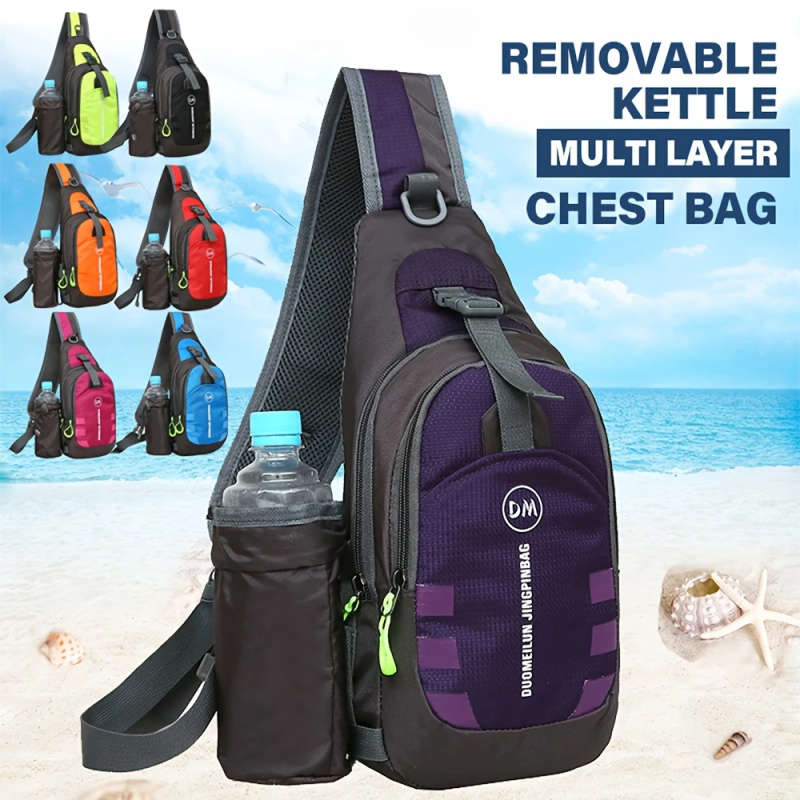 1pc Stylish Nylon Sling Bag Large Capacity Lightweight for Sports Fitness Casual Crossbody with Zip