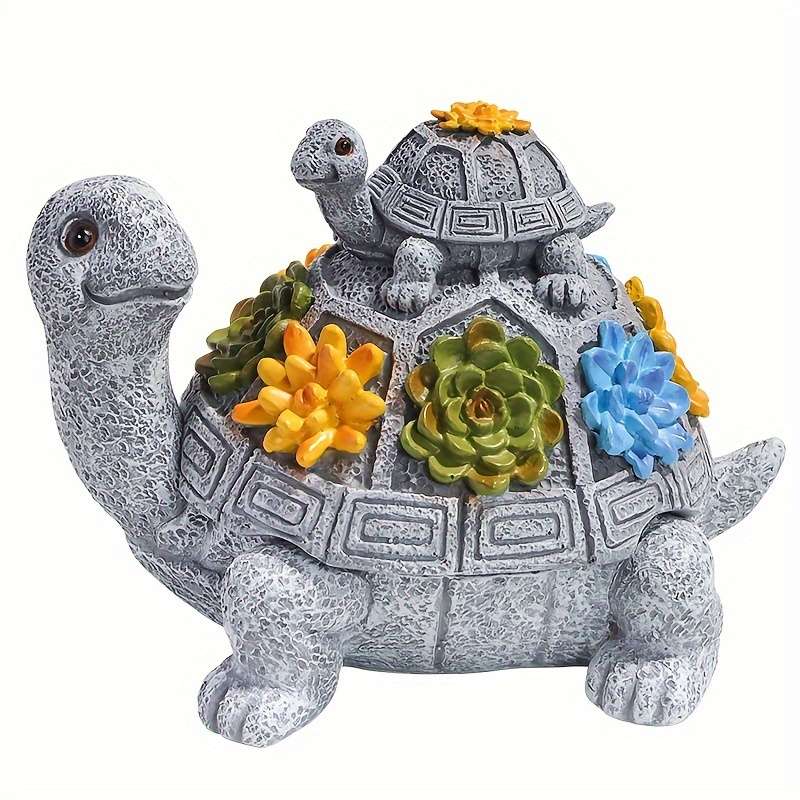 1pc Resin Mother and Youngsters Turtle Ashtray Oval Animal-Themed Ash Storage Box for Home and Gar