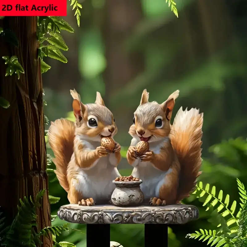 1pc Classic Bohemian Style Acrylic Squirrel Garden Stake Multi-Functional Animal Theme Outdoor Decor