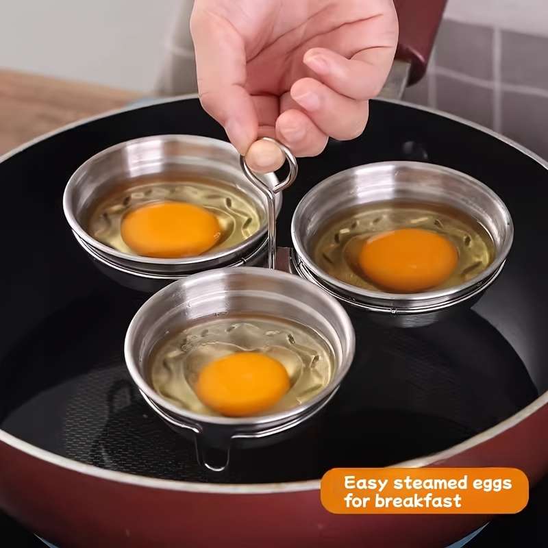 3pcs Stainless steel steaming egg mold for household boiled eggs poached eggs breakfast steam