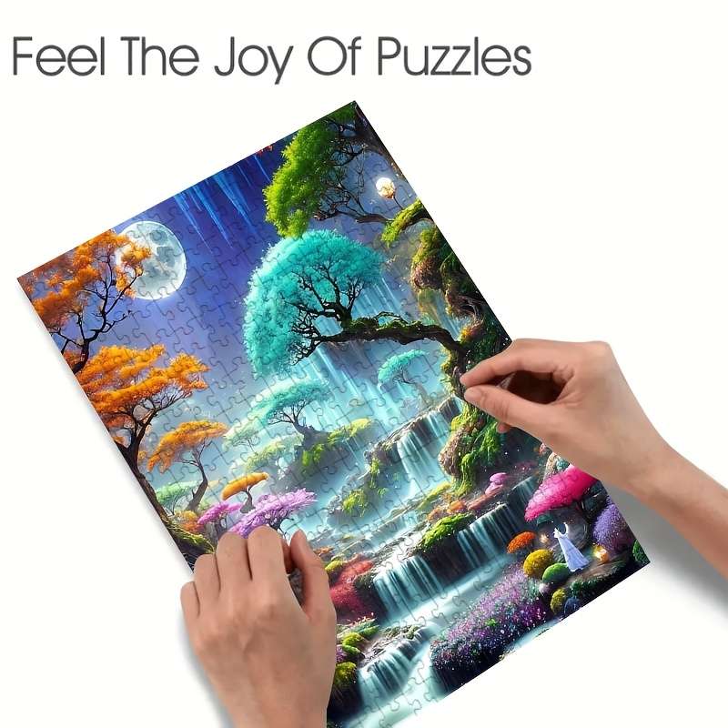 1000pcs Adult Puzzle Enchanted Forest with Waterfall Moonlit Sky High-Difficulty