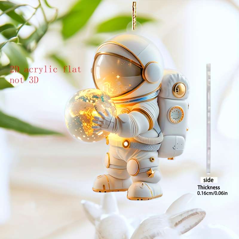 1pc 2D Flat    Acrylic Astronaut Car Rearview Mirror Ornament Suitable for Bags Keych