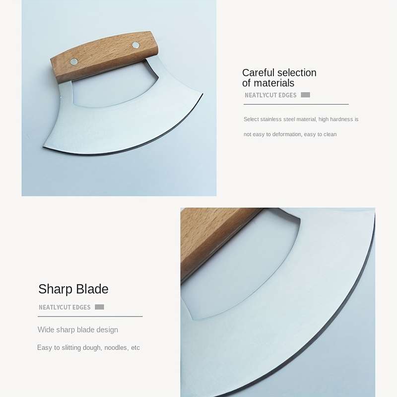 1pc Stainless Steel Curved Pizza Cutter Multi-Purpose Kitchen Knife for Cheese Pasta Vegeta