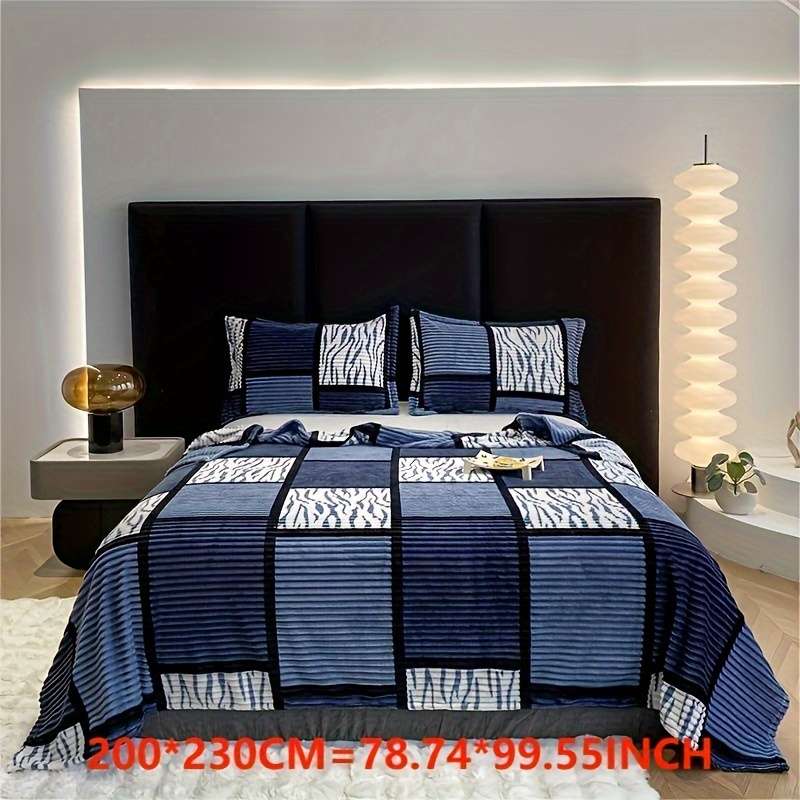 1ps Blanket Color Red And Blue Grid size 70x100