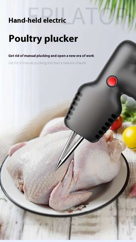 1pc Portable USB Rechargeable Electric Poultry Plucker Dual Motor High-Power Handheld Feather Rem