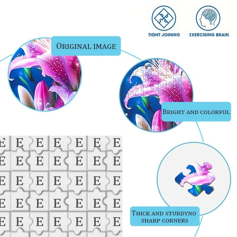 1000pcs Giant Flower Puzzle 50x70cm 19.7x27.6in Premium Thick Durable Paper DIY