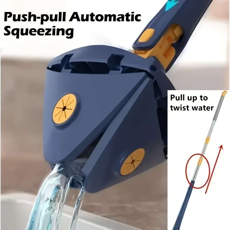 1Set Triangle 360 Rotating Cleaning Mop with Long Handle Hands-Free Wash Dual-Use for Wet