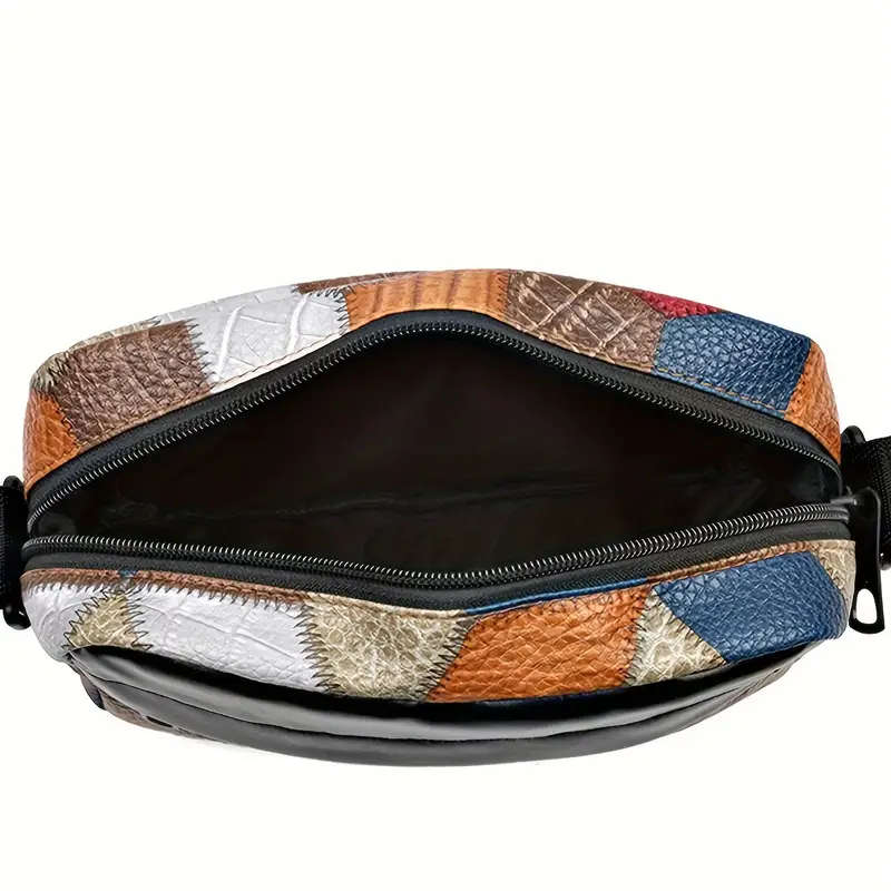 1pc Colorblock Faux Leather Crossbody Bag for Women Retro Fashion Small Square