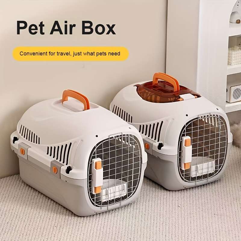 1pc Gray Airplane Box Add Hanging Bowl Add Partition Pet Bag