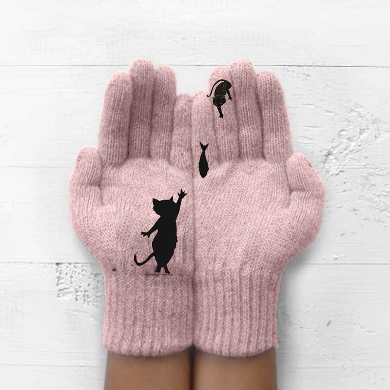 1 Pair Khaki Warm Gloves