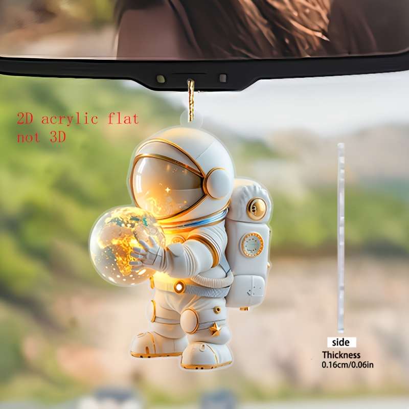 1pc 2D Flat    Acrylic Astronaut Car Rearview Mirror Ornament Suitable for Bags Keych