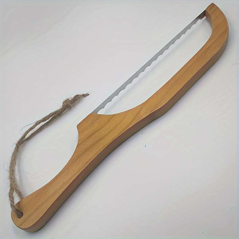 1pc Wooden Bread Cutting Tool Ergonomic Handle Durable Pressed Wood Construction Smooth Edg