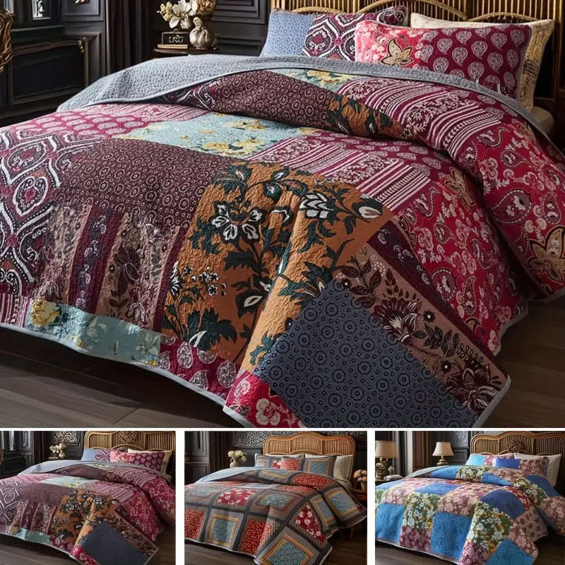 Patchwork Floral European Style Thin Bedspread Set 173cm*229cm