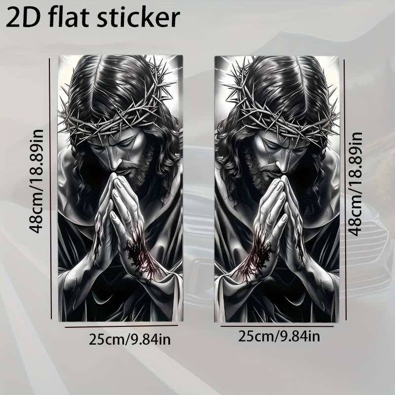 2pcs Jesus Christian Themed Stickers