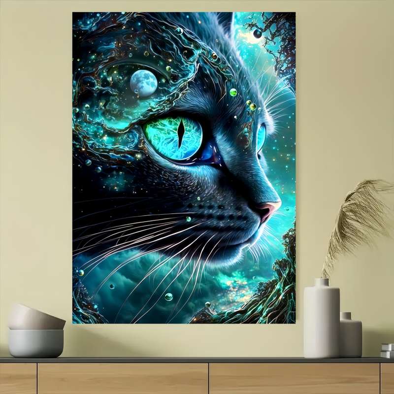 1000pcs Thickened White Cardboard Large Cat DIY Puzzle 19.7x27.5in Mixed Colors Re
