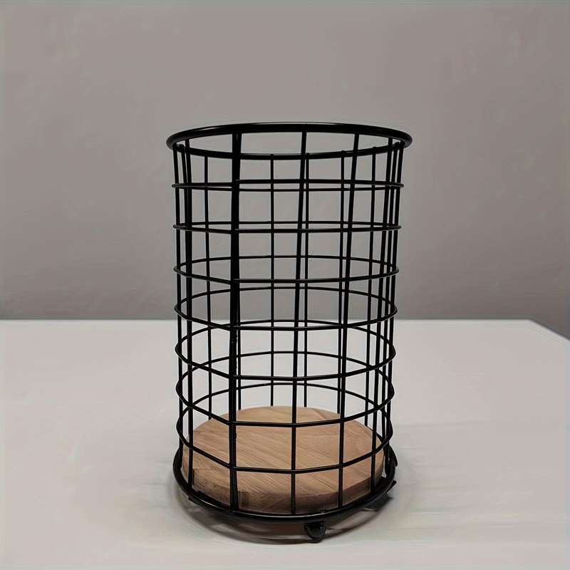 1pc Large Black Metal Kitchen Utensil Holder Modern Rectangular Countertop Organizer for Cook