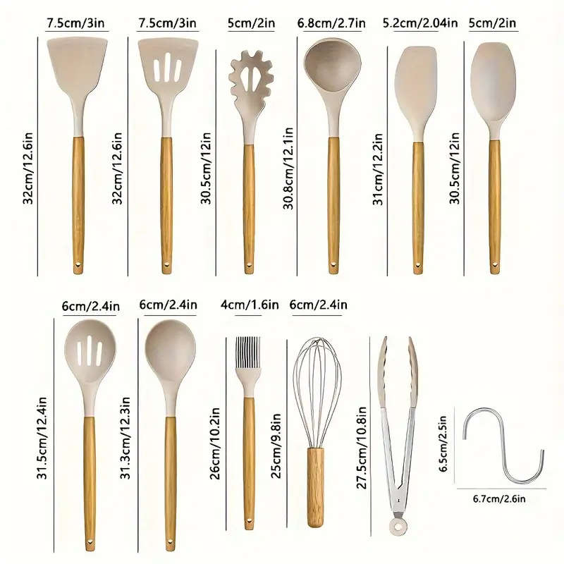 21pcs set Silicone Utensil Set with 10pcs hooks Kitchen Utensil Set Safety Cooking Utensils Set Non-
