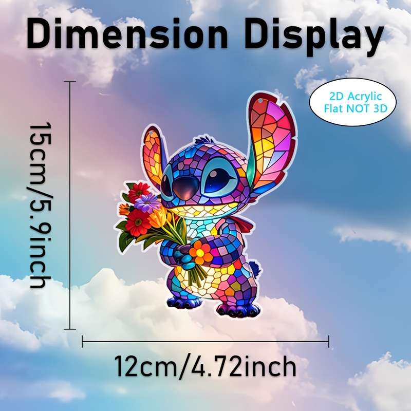 1pc 2D Flat  Decorative signs and plaques  Stitch holding flowers pendant acrylic stained glass