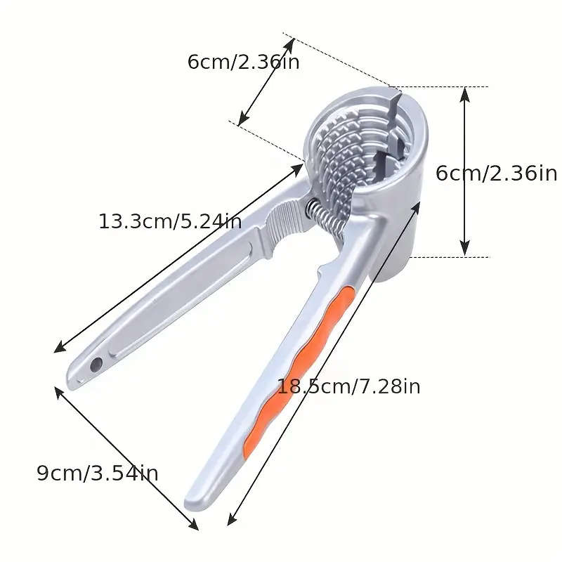1pc Heavy-Duty Stainless Steel Nut Cracker Ergonomic Non-Slip Handle Multi-Functional Walnut Shell R