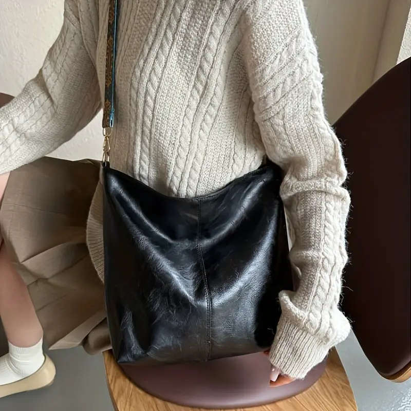 Boho Large Capacity Women's Shoulder Bag, Wide Strap Crossbody