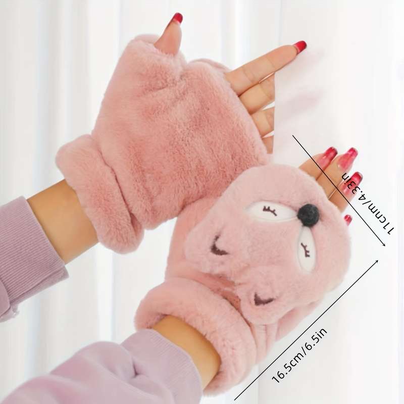 1 Pair Grey Warm Gloves
