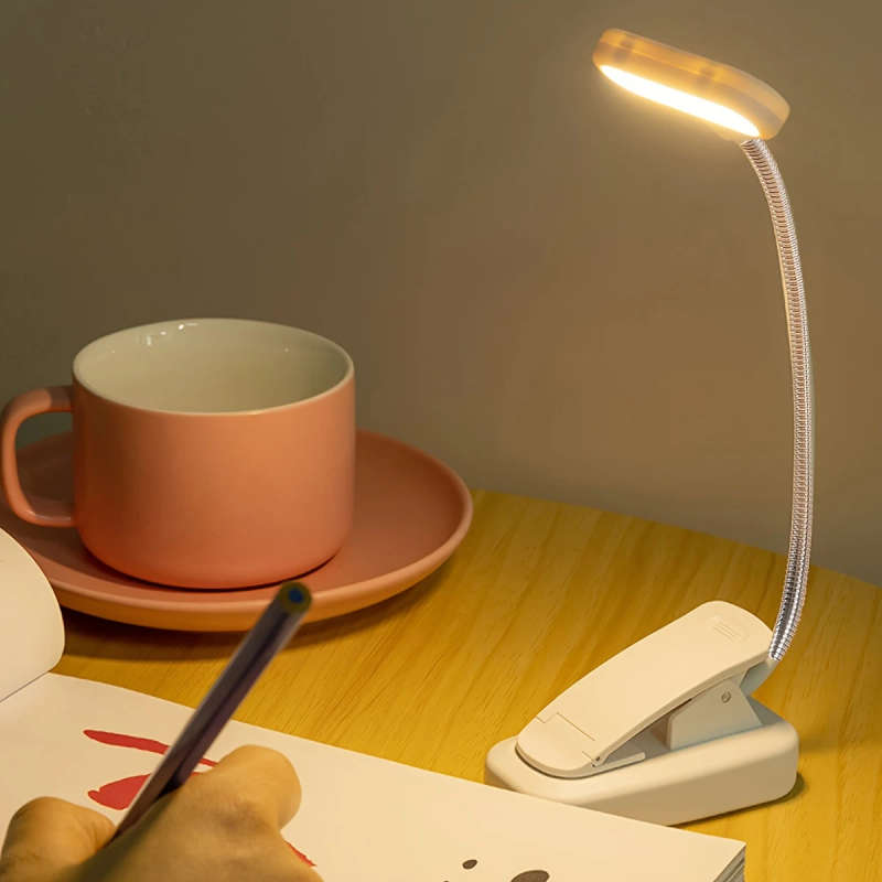1pc Battery Power Portable Book Light With Clip Adjustable Arm Reading Light Night Reading Lamp Desk