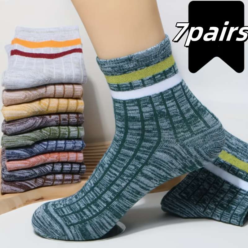 7 Pairs Random Asian One Size High Elastic Socks