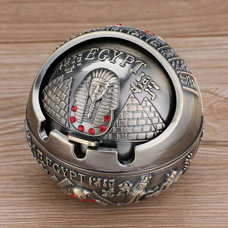 1pc Egyptian Pyramid Ashtray Metal Irregular Shape Vintage Style Home Decor Smoke Ash Catcher with L