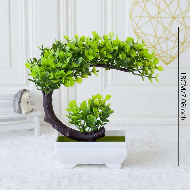 1pc Charming Faux Eucalyptus Bonsai with White Pot Perfect for Home Office Decor